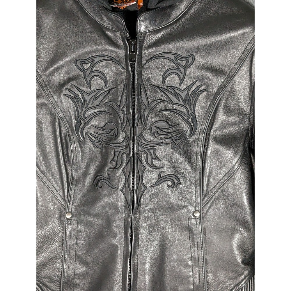 Milwaukee Leather Motorcycle Jacket Women's SZ S with detachable hoodie liner - Picture 15 of 16